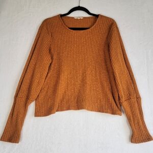 Madewell Ribbed Long Sleeve Top in Rust, Size XXL